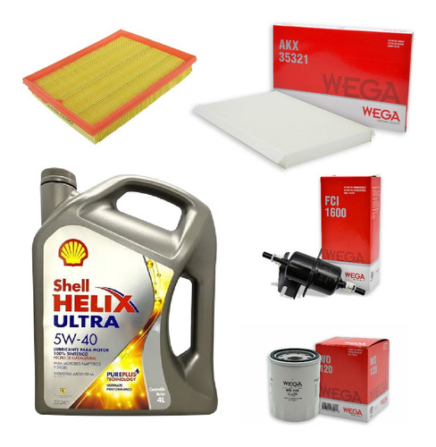 Kit 4 Filtros + 4l Aceite Shell 5w40 Fiat Palio Wega