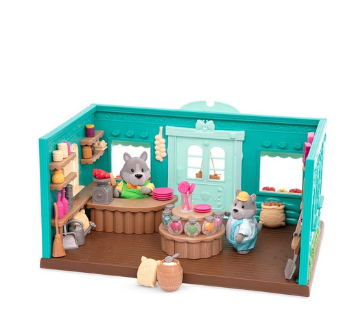 Imagen 3 de 5 de Lil Woodzeez Tienda General Con Accesorios Frutas Verduras