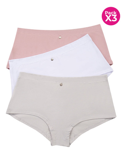 Lili Pink Paquete X3 Panty Tipo Boxer En Algodón Ic100-003 P