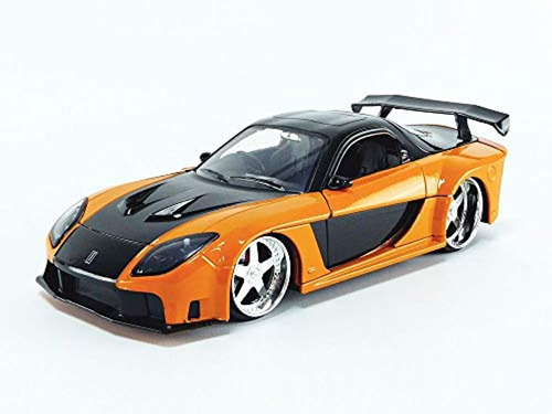 Carro De La Película Fast & Furious Mazda Rx-7 Color Naranja