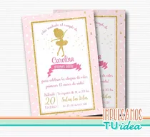 Comprar Cumple Bailarina, Invitación Bailarina Con Dorado Imprimible