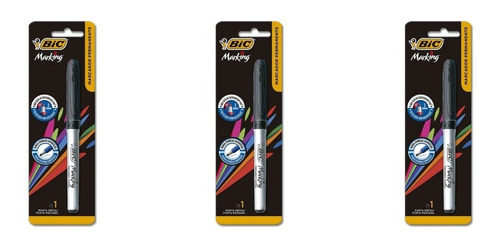 Pincel Marcador Permanente 1,1mm Preta 886440 Bic Bt 3 Un