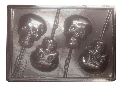 Molde Acetato Para Chocolate Halloween 4 Calaveras Mod 1501