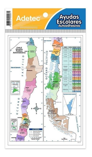 Ayuda Escolar Autoadhesiva Mapa De Chile Adetec - Ofieduc