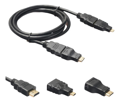 Kit Cable Hdmi 1.5 M Con Adaptadores Mini-hdmi / Micro-hdmi