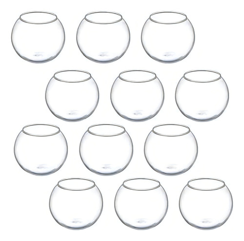 Kit 12 Mini Vaso Aquário Castiçal Redondo De Vidro 250ml