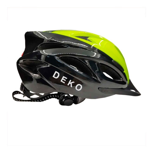 Capacete Com Sinalizador Led Bike Ciclismo Verde Preto Deko