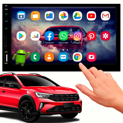 Som Carro Universal Android Aplicativos 7 Pol Bluetooth Gps