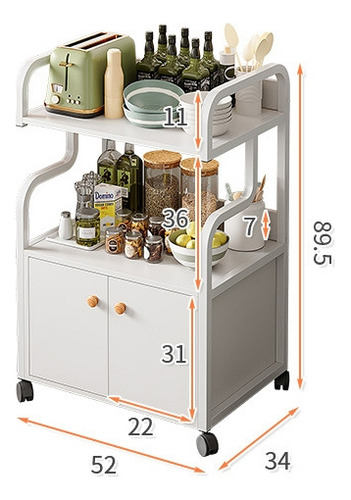 Moderno Estante Para Cocina Pequeñas Móvil Con Puertas 52cm Negro