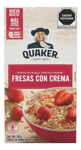 2 Pzs Quaker Avena Instantánea Fresas Con Crema 240gr