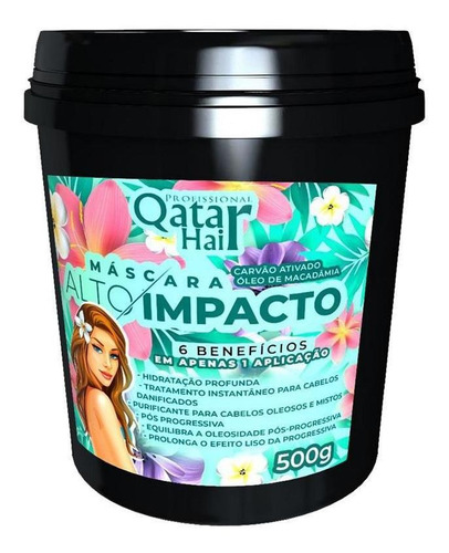 Máscara Alto Impacto Qatar Hair Carvão Ativado Top 500gr