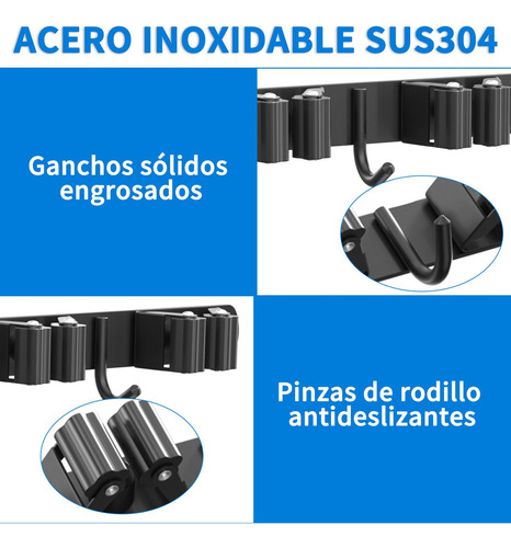Organizador De Escobas Y Trapeadores,con 4ganchos Y 5estante