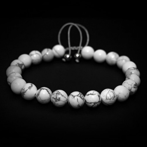 Pulsera Piedra Howlite Para Caballero Ajustable