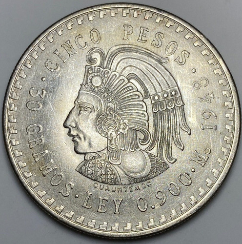 Mex19029 México 5 Pesos 1948 Unc-bu Error Troquel Roto Ayff