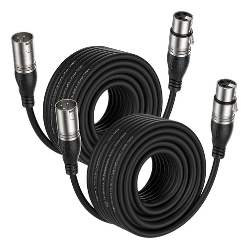 Pack De Cables Xlr Ebxya Negro 15m C/u, 2 Pcs