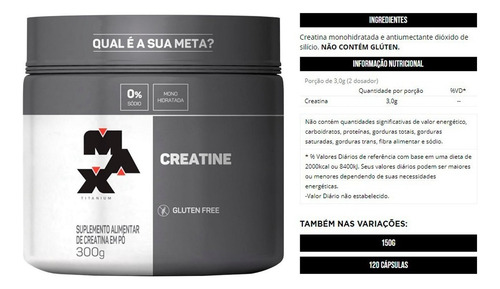 Creatina 300g Max Titanium Suplemento Em Pó Max Titanium
