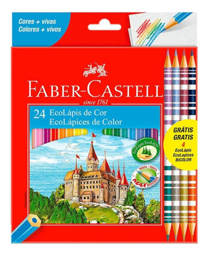 Ecolápis De Cor Regular 20 + 4 Bicolores Fsc Faber-castell
