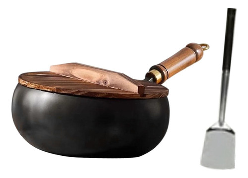 A 9.45 '' Wok De Fondo Plano De Hierro Wok Con Manija De