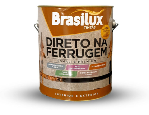 Tinta Esmalte Direto Na Ferrugem Resistente 3,6l Brasilux Cor Cinza Plartina