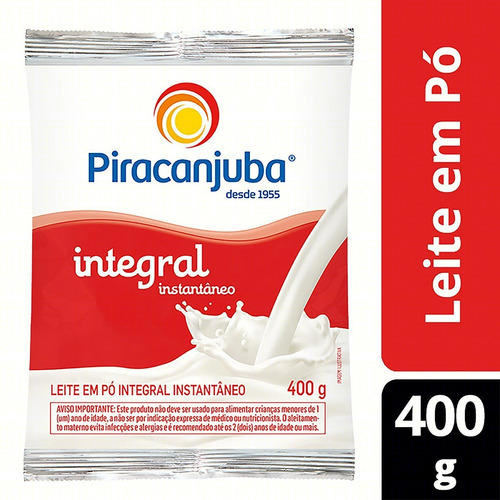 Imagem 1 de 5 de Leite Em Pó Integral Instantâneo Piracanjuba 400g