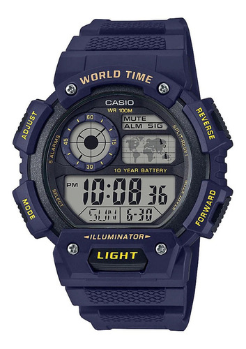 Reloj Casio Digital Ae1400 E-watch Hombre Color de la correa Azul Color del bisel Azul Color del fondo Negro