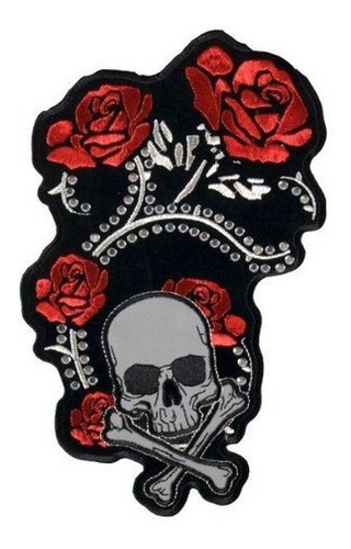 Lamina De Cuero Caliente Rosas Y Calavera Parche 4 De Ancho 