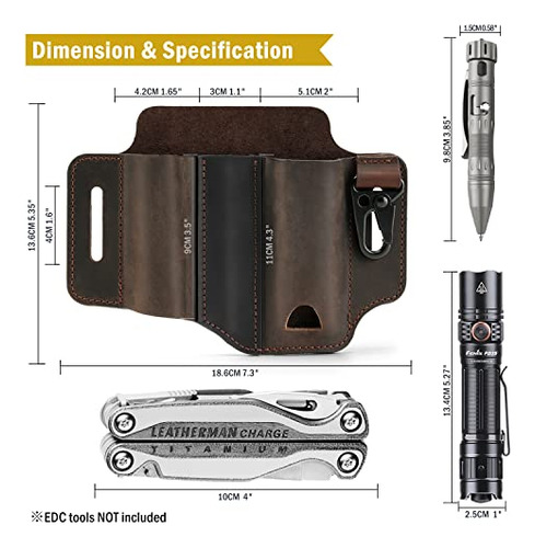 Funda Multiherramienta De Cuero Para Cinturón Edc Hombre
