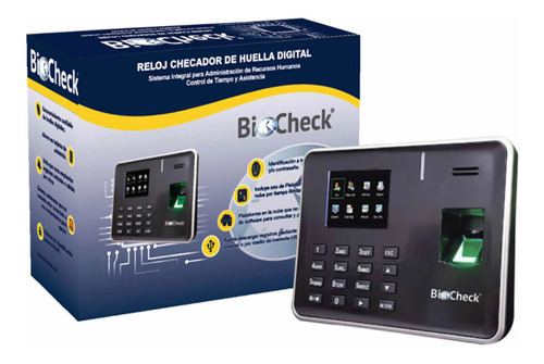 Biocheck Reloj Checador De Huella Digital, 30 Empleados