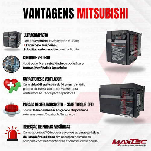 Inversor De Frequencia Mitsubishi 25cv 380v E840 Trifásico