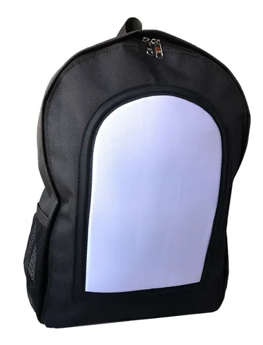 Mochila Tela Con Tiras Para Sublimar Negra