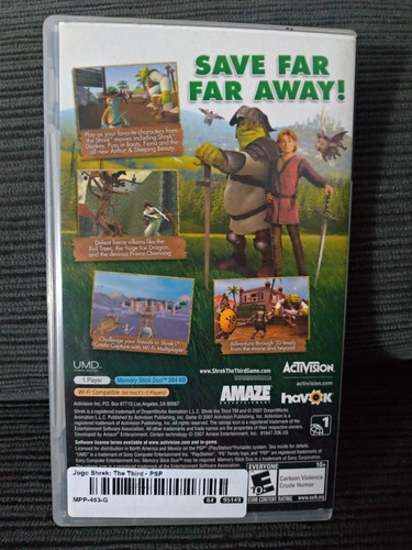 Jogo Psp Umd Shrek The Thitrd Impecável Completo (Usado)