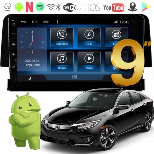 Imagem 3 de 9 de Kit Multimidia Civic 17 18 19 G10 Atom 10p Wifi Waze Tv