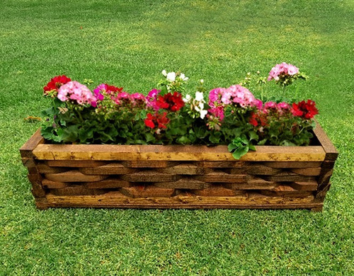 Imagen 2 de 3 de Maceta De Madera Tipo Jardinera Piña Color Roble