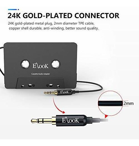 Kit De Adaptador Auxiliar Elook Cassette Para Coche, Incluye