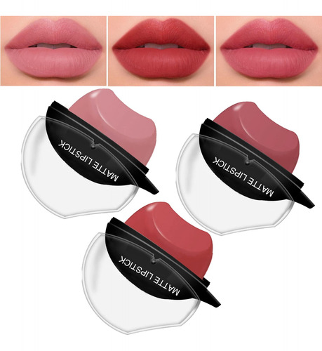 3 Colores Lápiz Labial Perezoso, Juego De Lápiz Labial Mate,