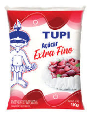 Açúcar extra fino pacote com 1kg Tupi