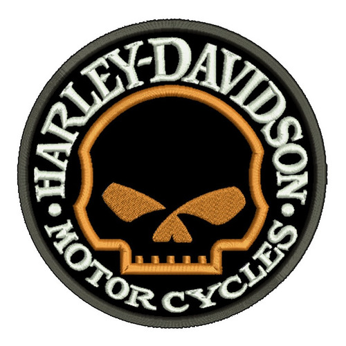 Harley Davidson Calavera Naranja Parche Bordado 