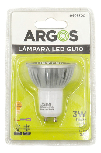 Lámpara Foco Led Gu10 3 W 3000 K 127 V 9403300 Argos