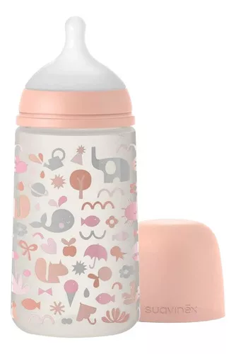 Set Biberon 9oz/270ml +chupon 0-6m +clip Memories Suavinex Color Rosa Set  Memories 0-6 Meses