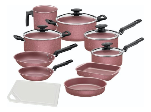 Set Juego De Ollas Tramontina Turquia 10 Piezas Rosa Bateria