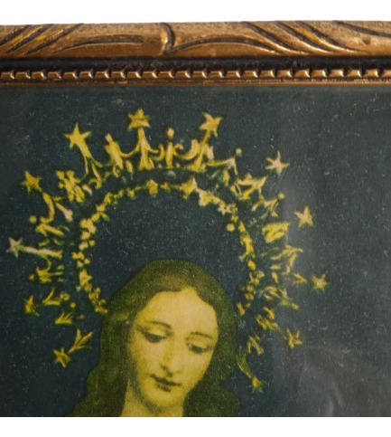 Antiguo Cuadro Virgen Inmaculada Concepción Marco Pandeoro (Usado)