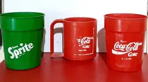 Comprar Lote De 3 Antiguos Vasos Publicitarios Coca Cola Sprite