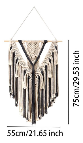 Tapiz De Pared Con Borlas Largas Y Macramé Estilo Bohemio