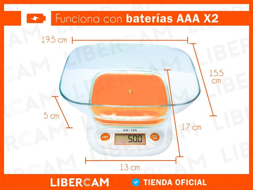 Imagen 4 de 10 de Balanza Electronica Digital De Cocina 1gr A 5kg Precision