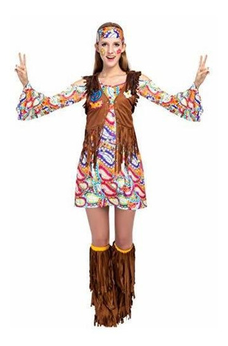 Peace Love 60s 70s Happy Hippie Traje Para Mujeres Con ...