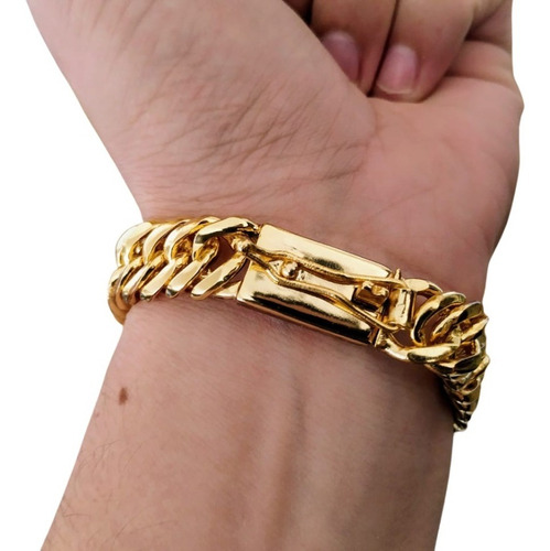 Pulseira 13mm Grummet Lacraia 100% Moeda Antiga Elos Duplos Comprimento 19 Cm