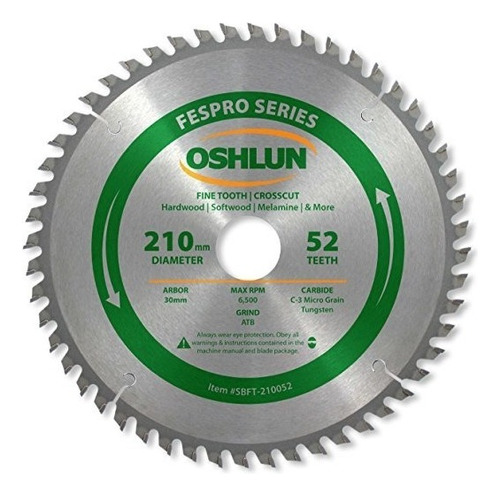 Oshlun Sbft-210052 210mm 52 Dientes De Corte Transversal Fes