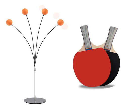 Juego De Pelotas Y Palas De Tenis De Mesa Entrenamiento Rojo, Negro