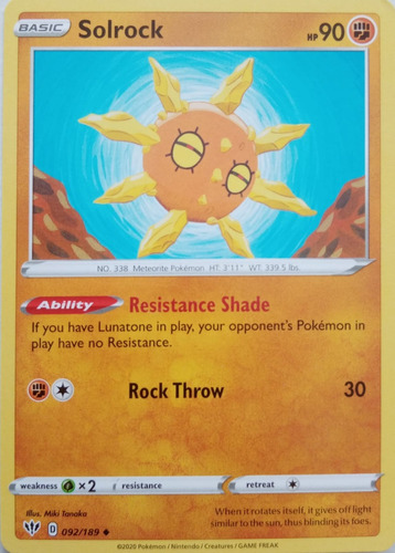 Pokémon Tcg Solrock 092/189