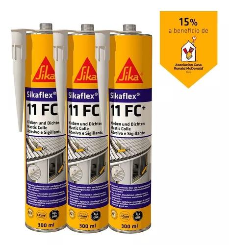 3 X 2 Adhesivo Sellador Sikaflex-11 Fc Plus Blanco X 300 Ml